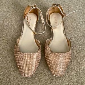 Rose gold tone dressy flat sandals